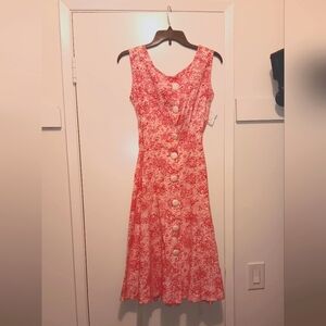 Floral Pattern 1950s Vintage-Style Midi Dress